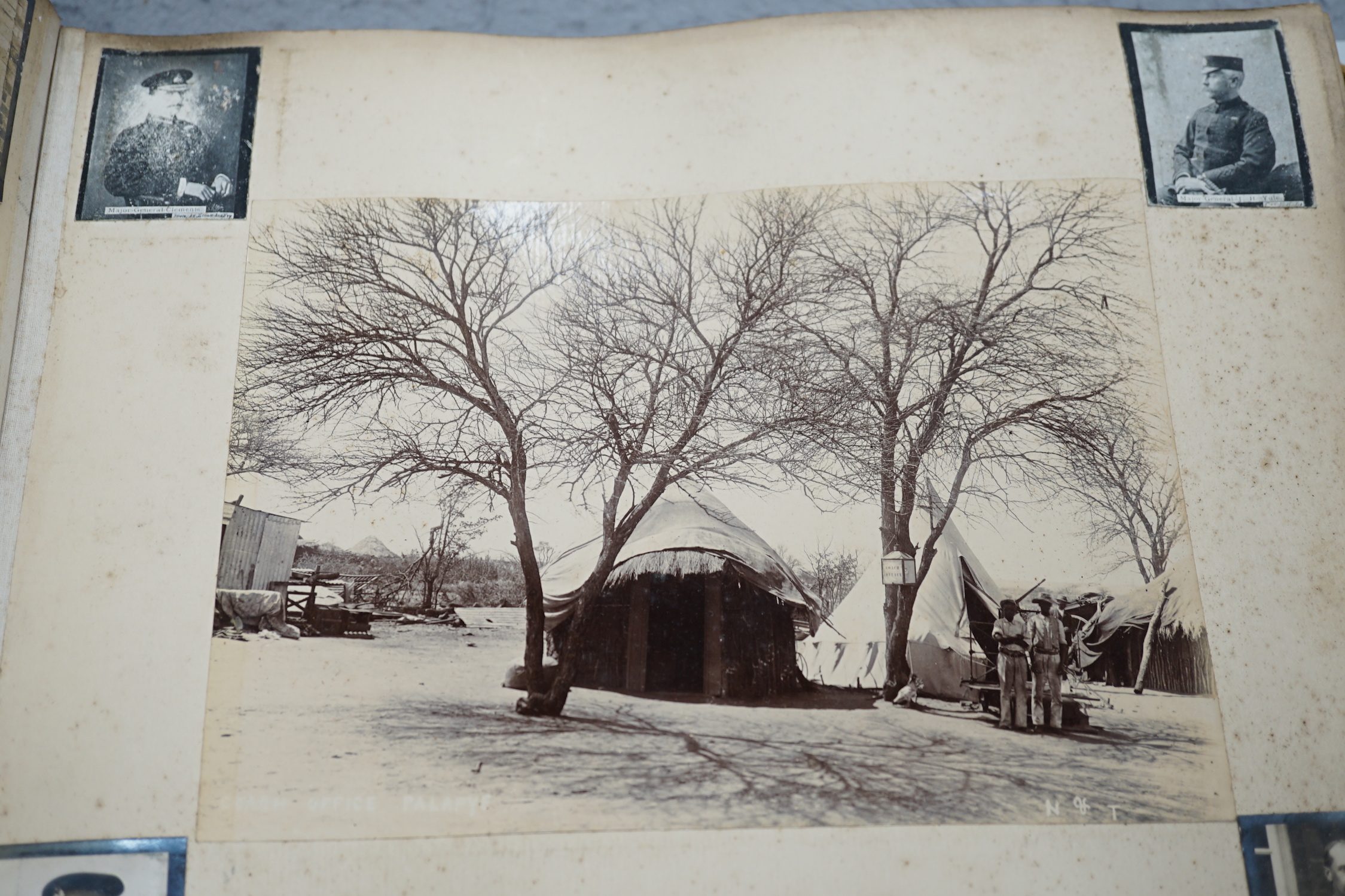 An album of albumen photographs, 1897-1902, Boer war period, predominantly South African and Tribal including Native Stadt, Machudi and Johannesburg